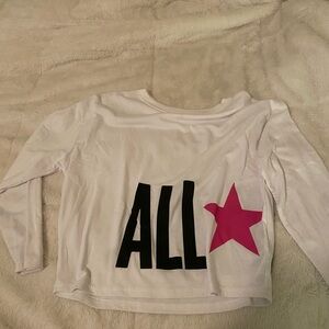 Converse White and Pink Star Long Sleeve Tee